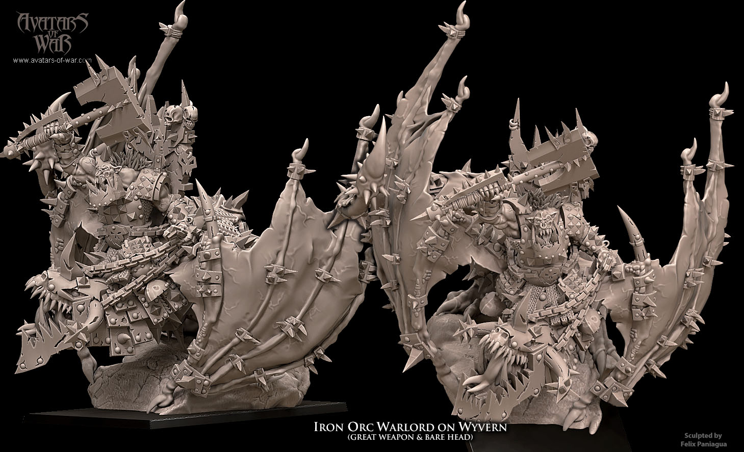 iron orc warlord on wyvern, orcs & goblins avatars of war