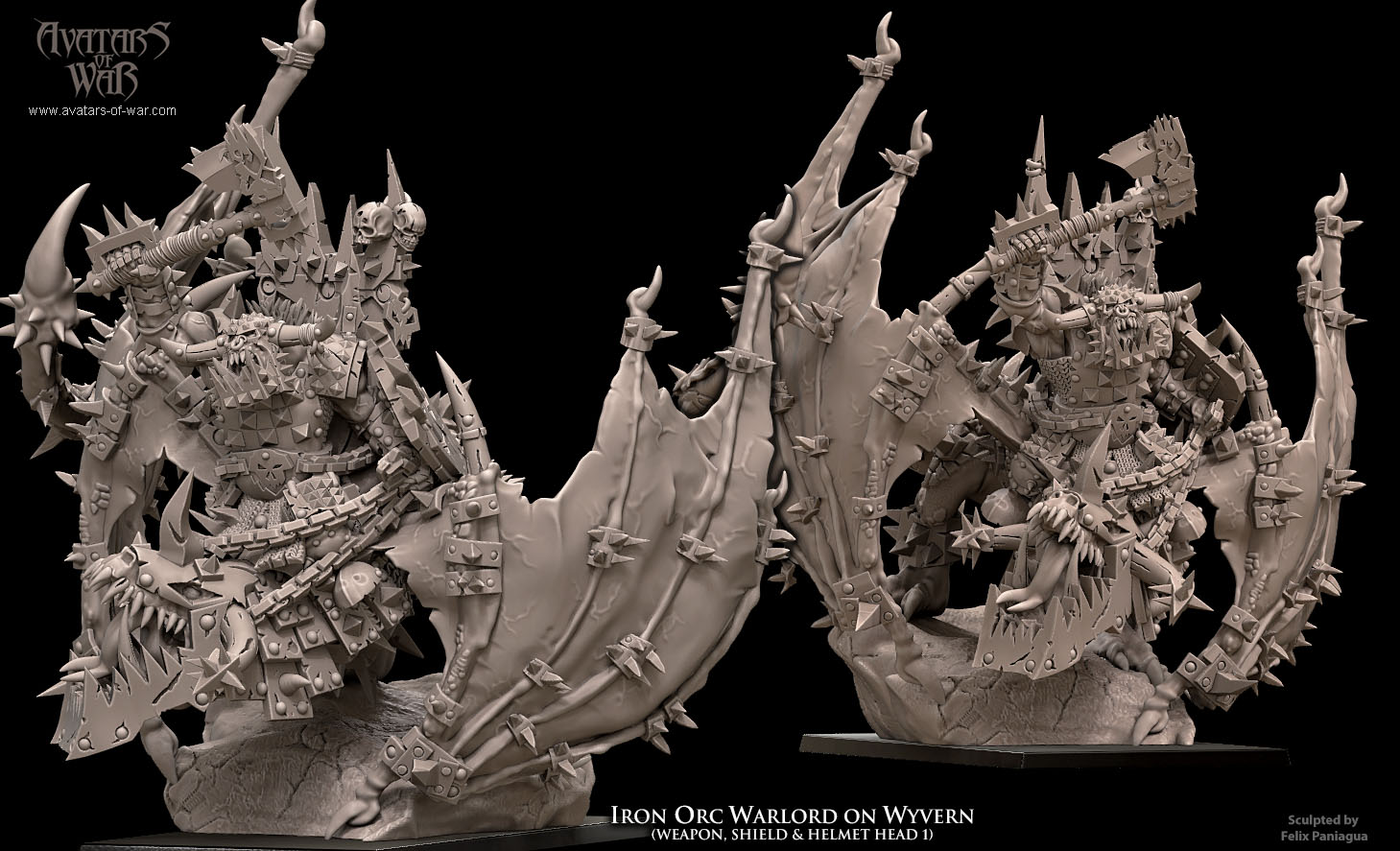 iron orc warlord on wyvern, orcs & goblins avatars of war