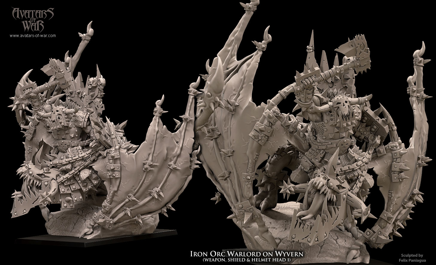 iron orc warlord on wyvern, orcs & goblins avatars of war