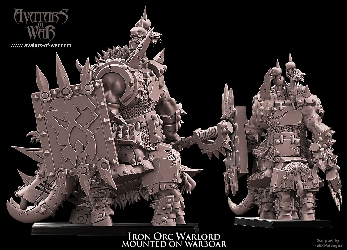 iron orc warlord on warboar, orcs & goblins avatars of war