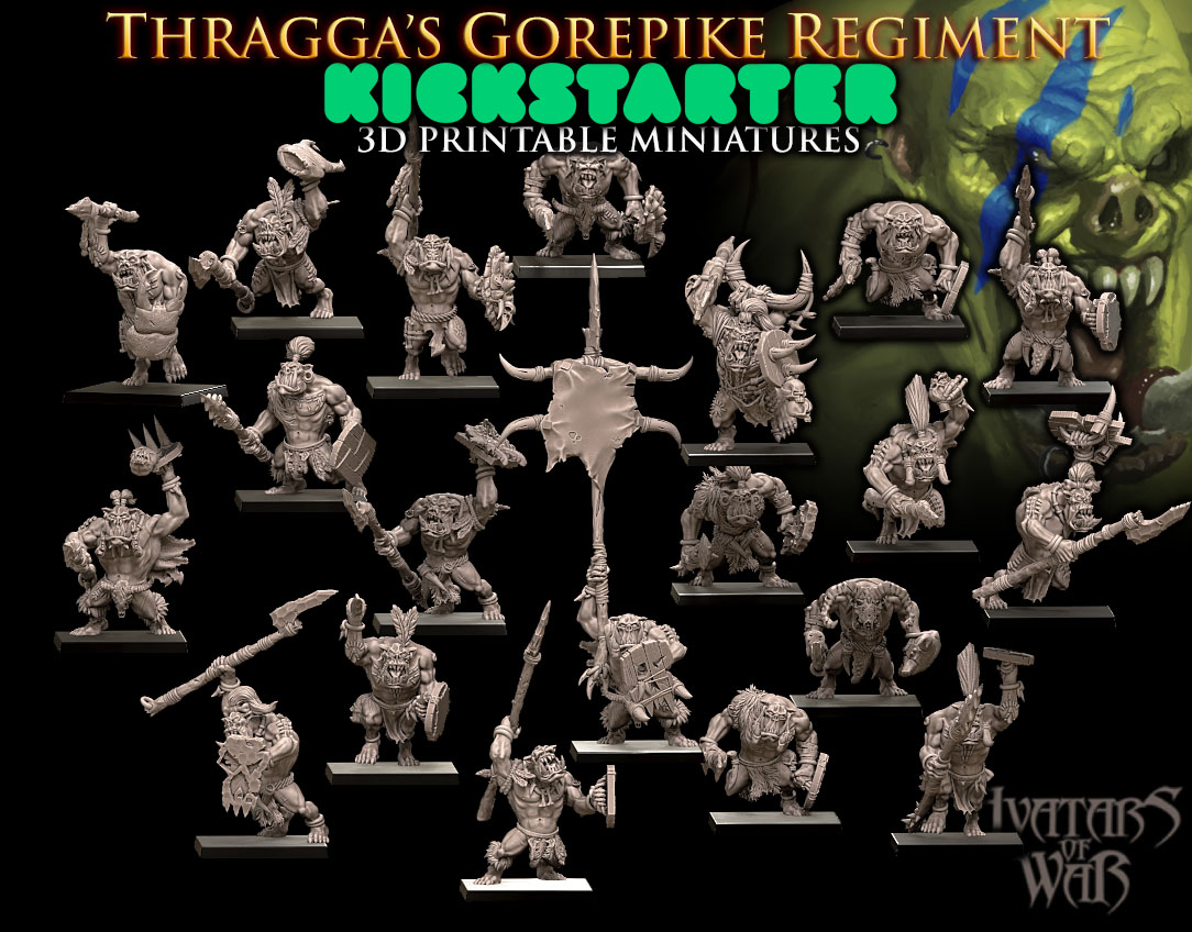 thragga's gorepikes regiment & the brute thrustas, orcs & goblins, avatars of war