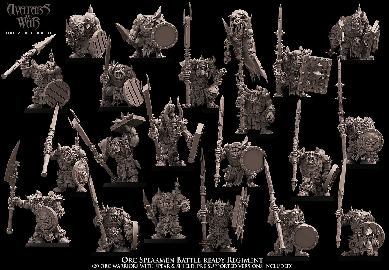 orc warriors battle ready regiment, orcs & goblins, avatars of war (copy)