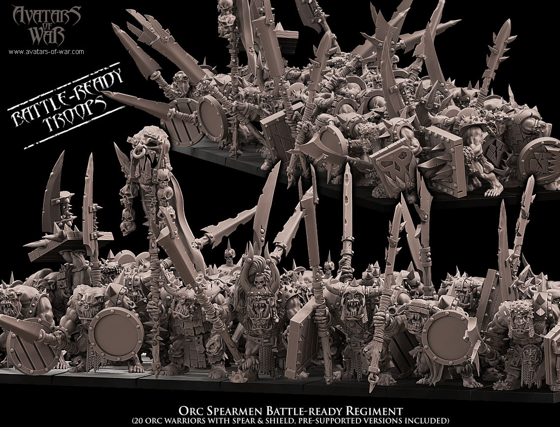 orc warriors battle ready regiment, orcs & goblins, avatars of war (copy)