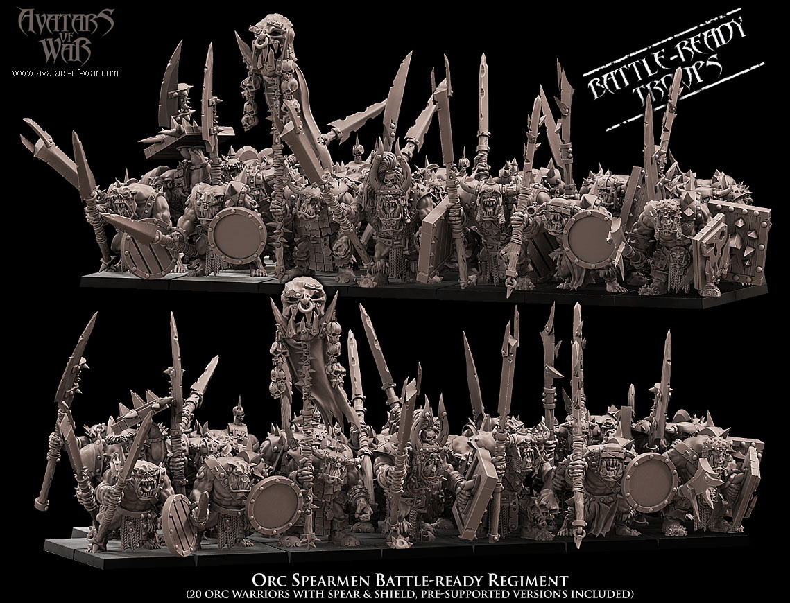 orc warriors battle ready regiment, orcs & goblins, avatars of war (copy)