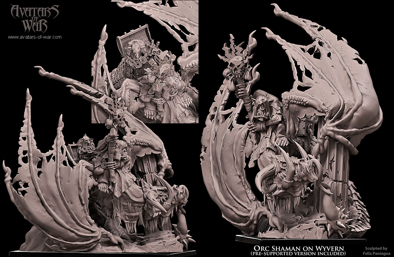 iron orc warlord on wyvern, orcs & goblins avatars of war (copy)