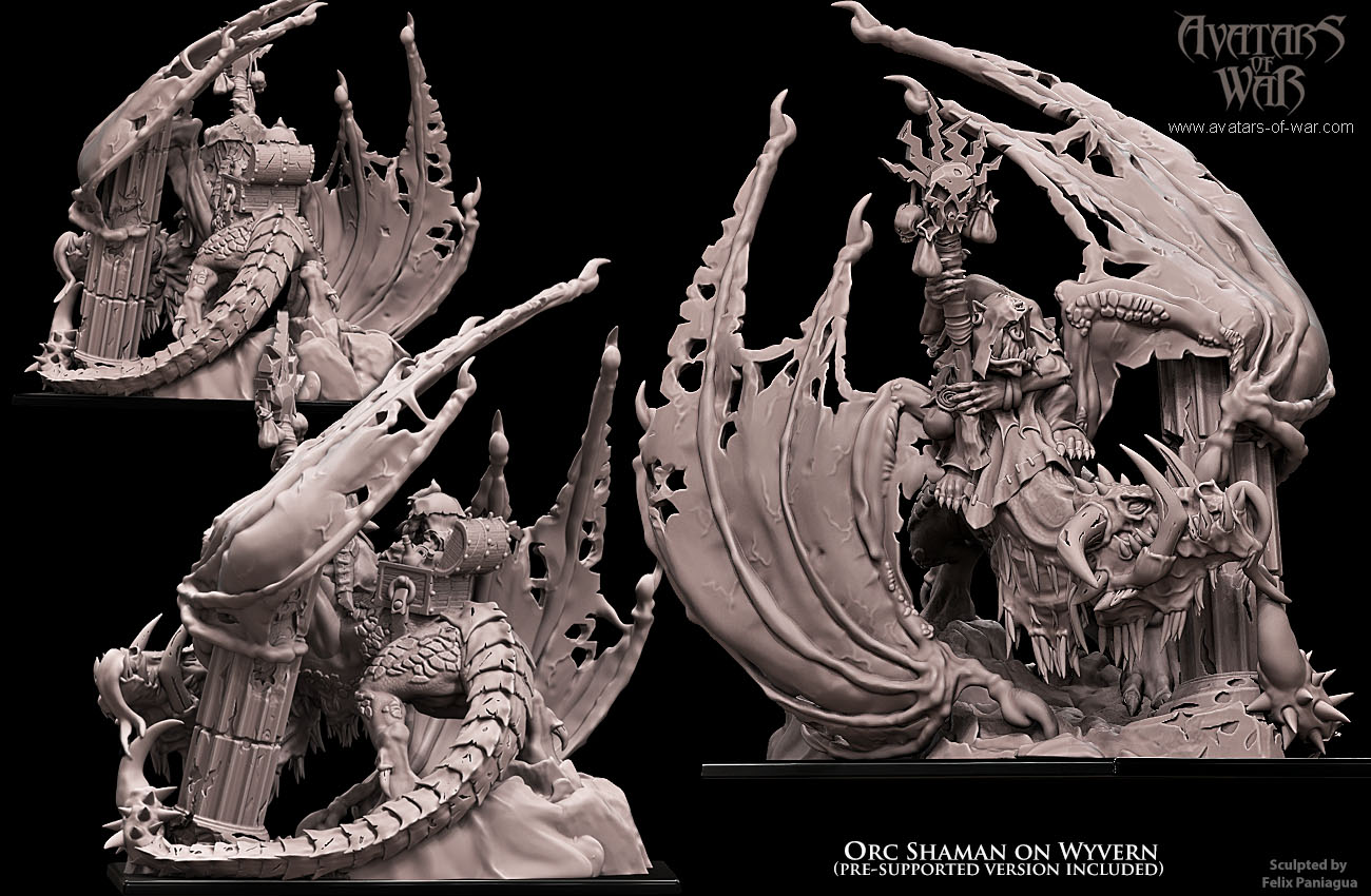 iron orc warlord on wyvern, orcs & goblins avatars of war (copy)