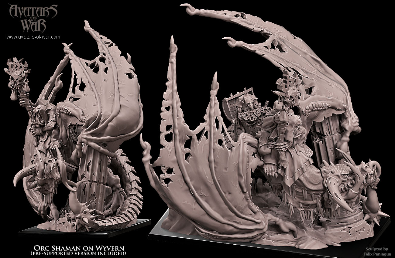 iron orc warlord on wyvern, orcs & goblins avatars of war (copy)