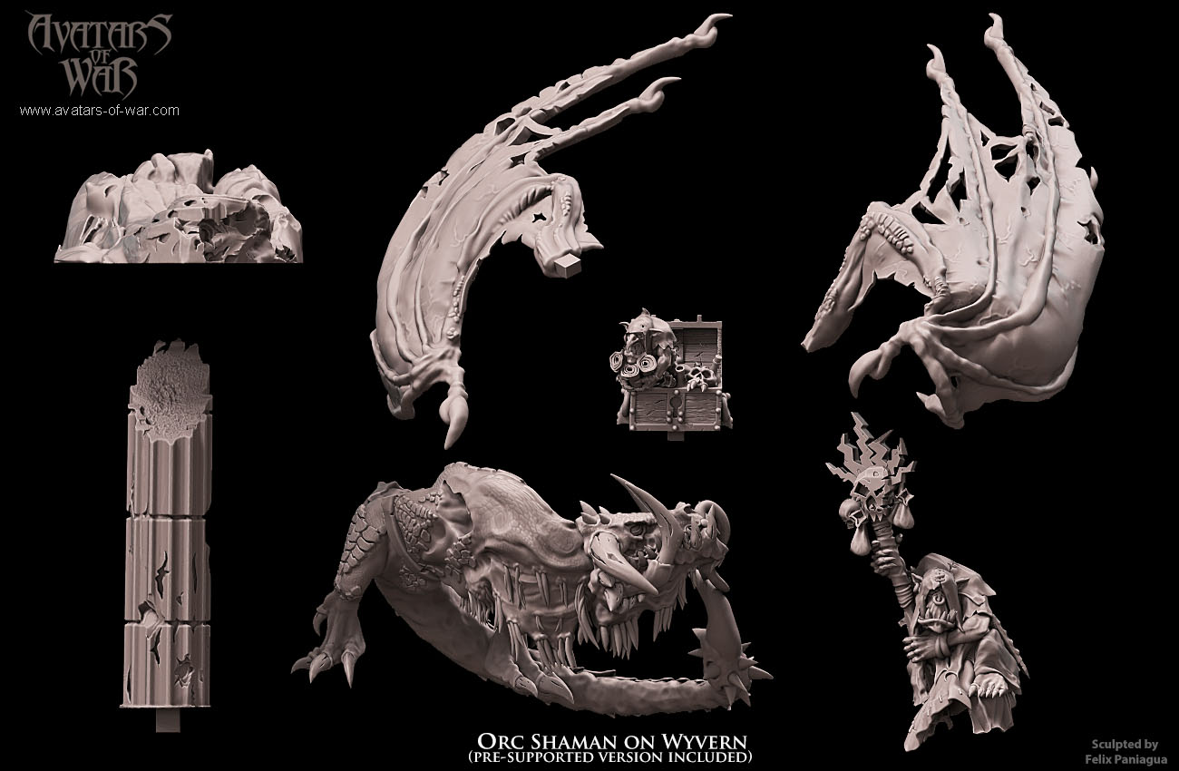 iron orc warlord on wyvern, orcs & goblins avatars of war (copy)