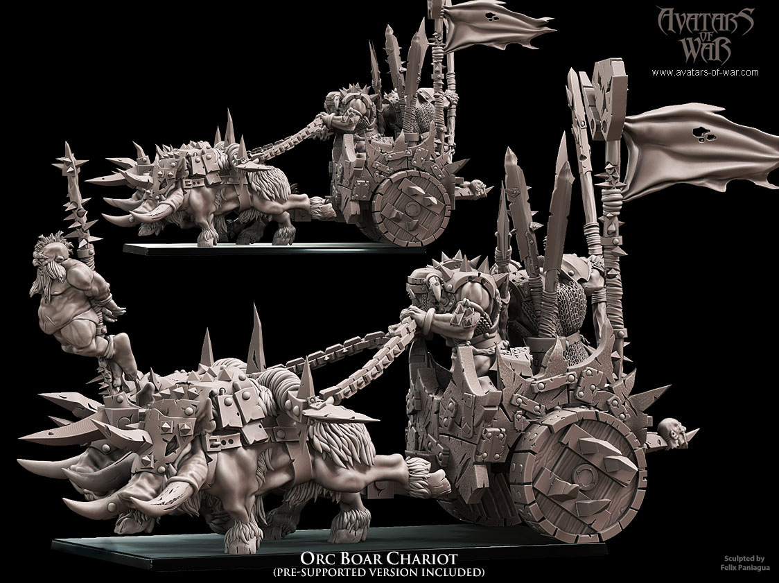 orc boar chariot, orcs & goblins avatars of war