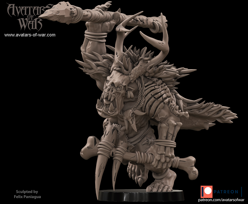 black orc warlord with great axe, orcs & goblins avatars of war (copy)