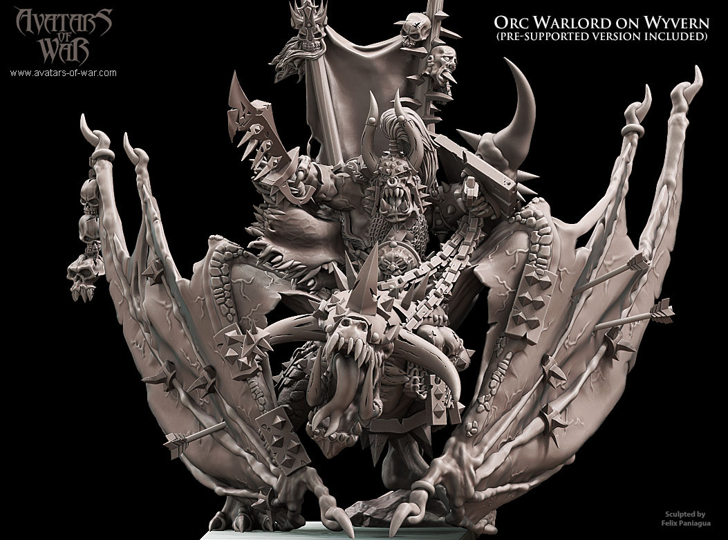 iron orc warlord on wyvern, orcs & goblins avatars of war (copy)