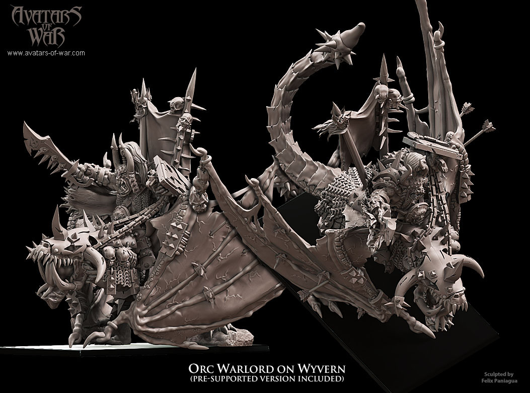 iron orc warlord on wyvern, orcs & goblins avatars of war (copy)