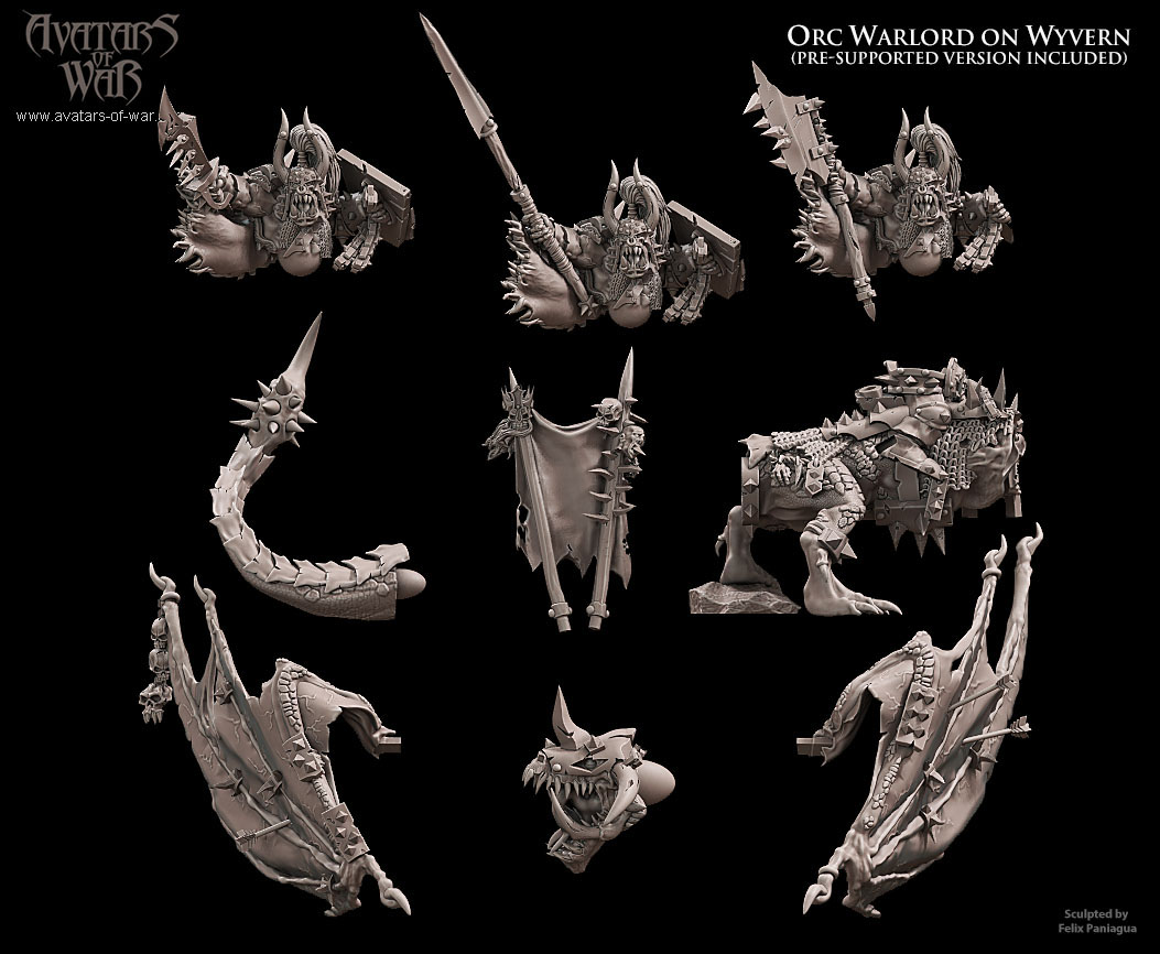 iron orc warlord on wyvern, orcs & goblins avatars of war (copy)