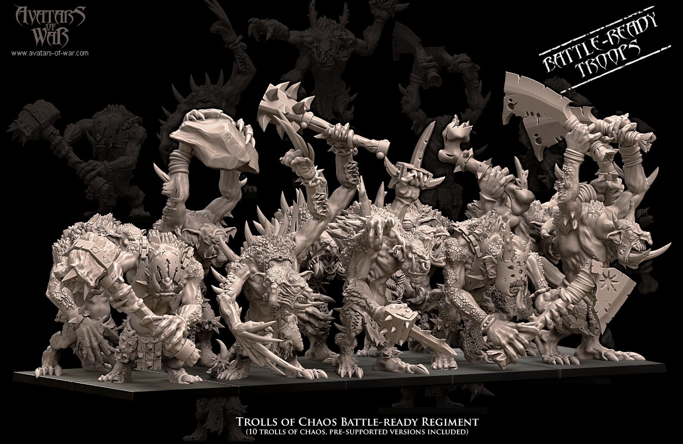 trolls of chaos battle ready regiment, daemons & dark gods of chaos , avatars of war
