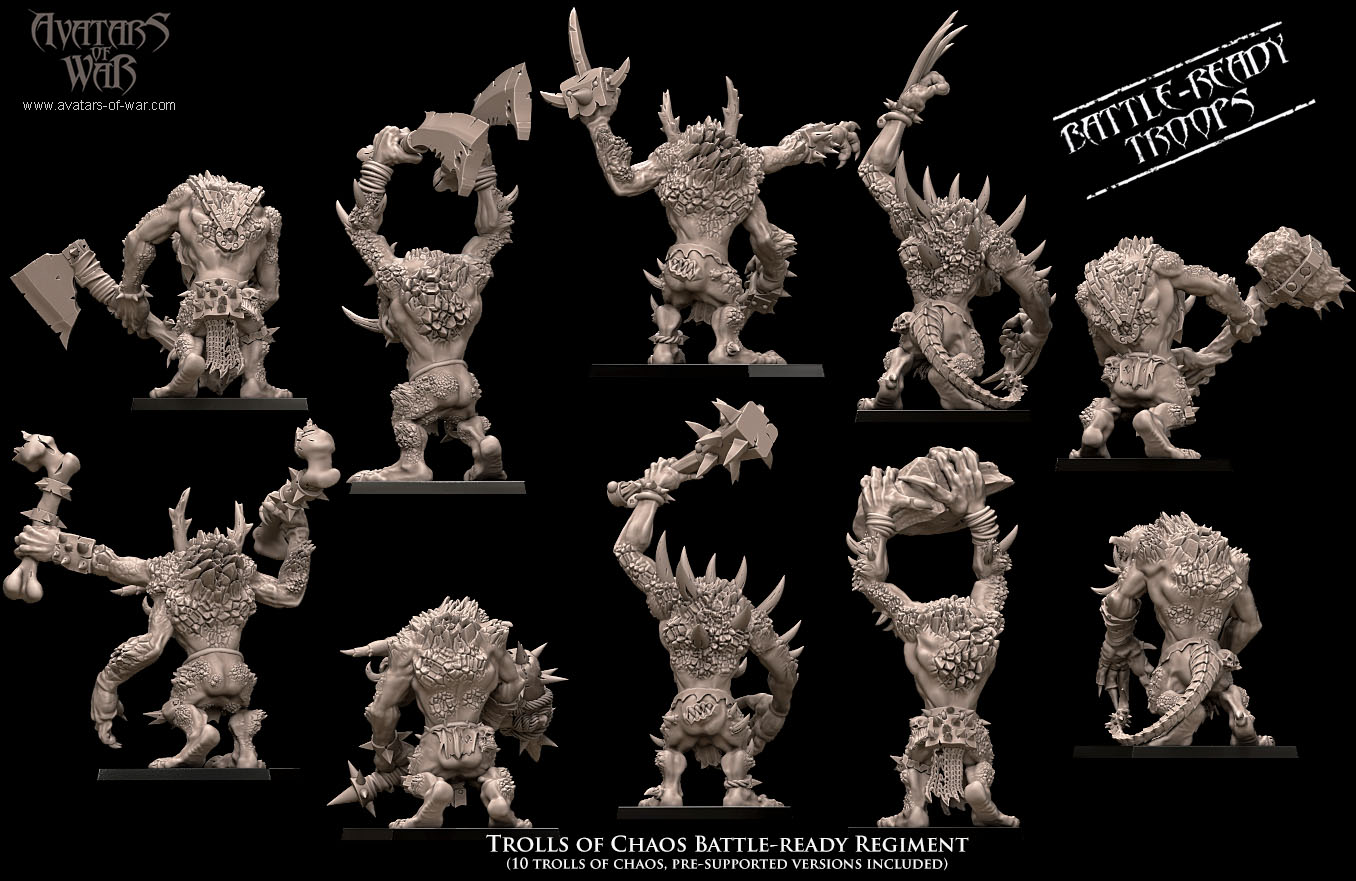 trolls of chaos battle ready regiment, daemons & dark gods of chaos , avatars of war