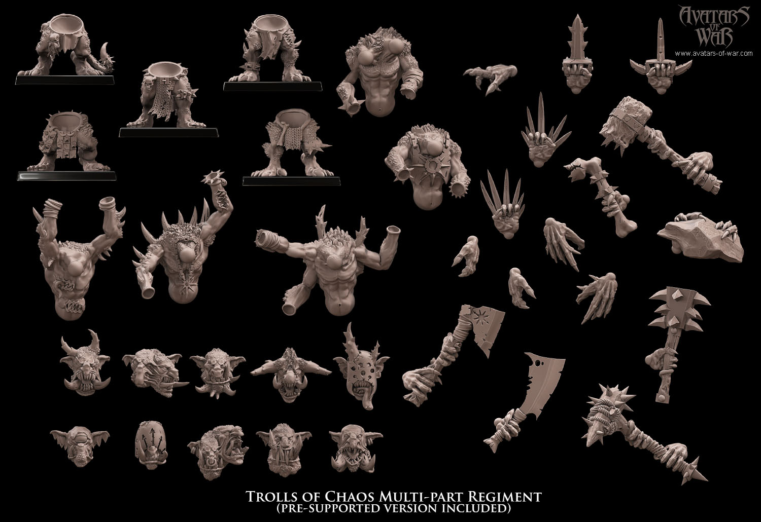 trolls of chaos multipart regiment, daemons & dark gods of chaos , avatars of war