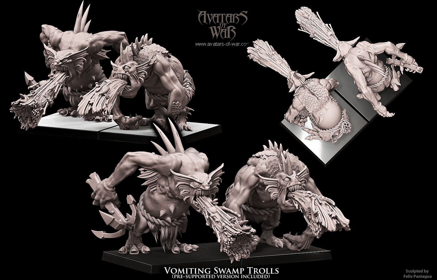 swamp trolls battle ready regiment , orcs and goblins , avatars of war