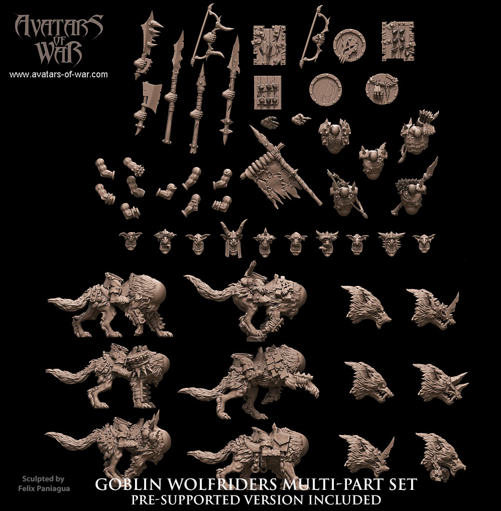 goblin wolfrider archers battle ready regiment, orcs & goblins avatars of war (copy)