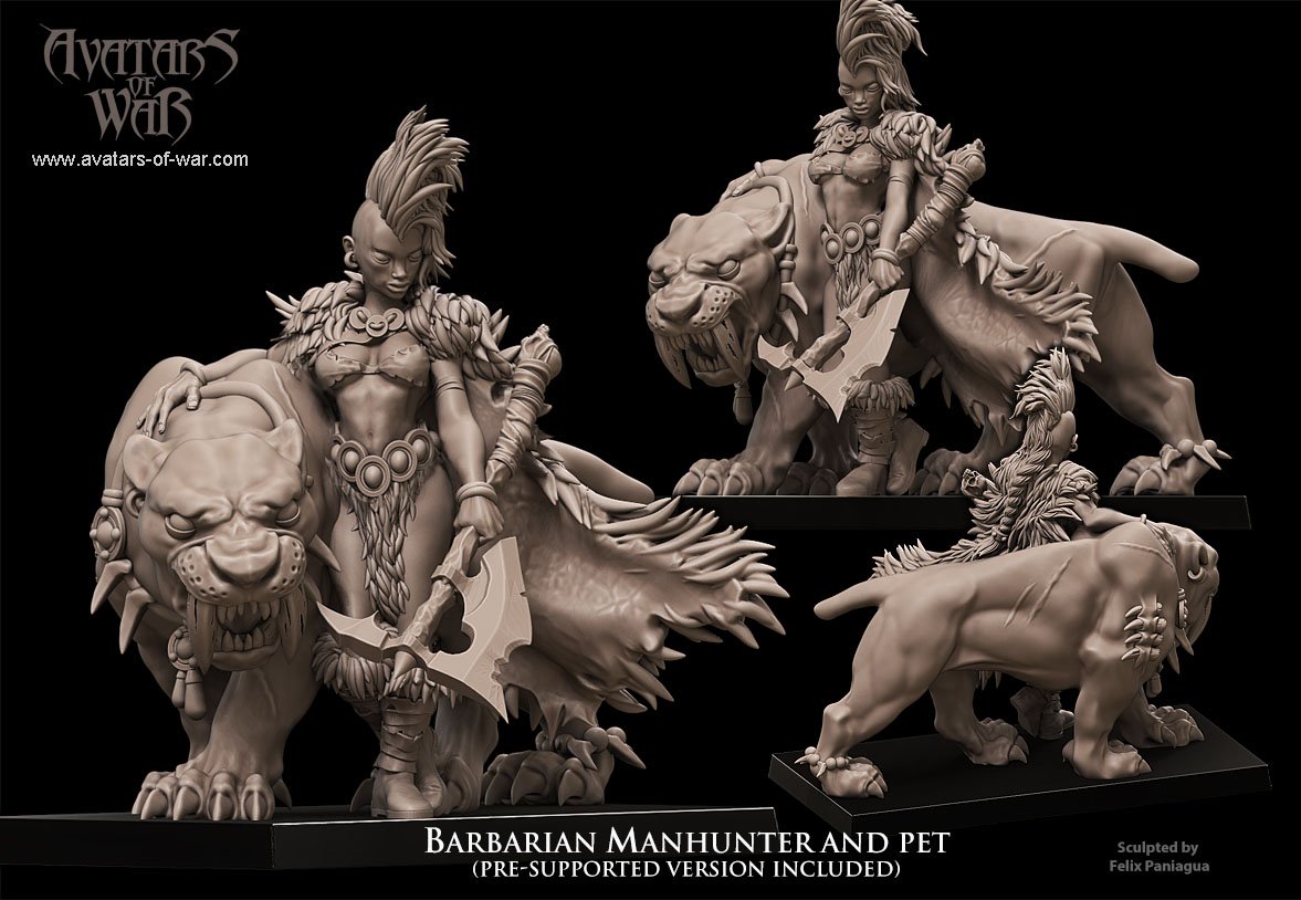 Barbarian Manhunter with Sabertooth familiar
