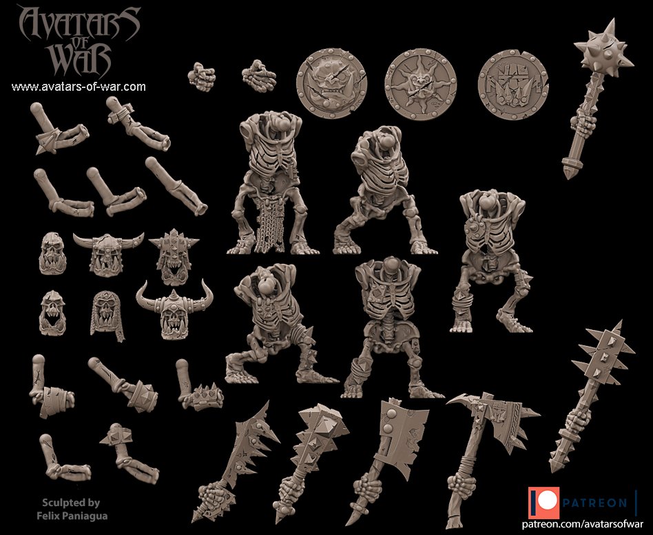 orc skeletons multi part regiment, undead, avatars of war (copy)