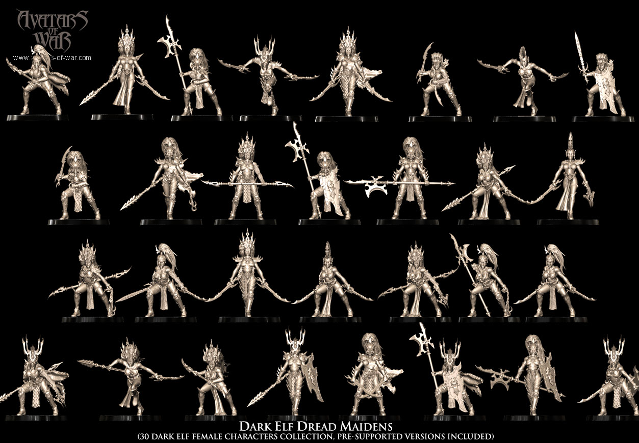dark elf witches battle ready regiment, dark elves, avatars of war (copy)