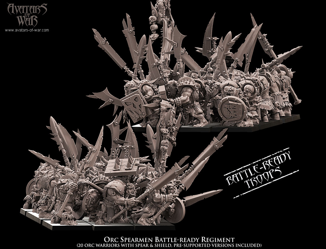 orc warriors battle ready regiment, orcs & goblins, avatars of war (copy)