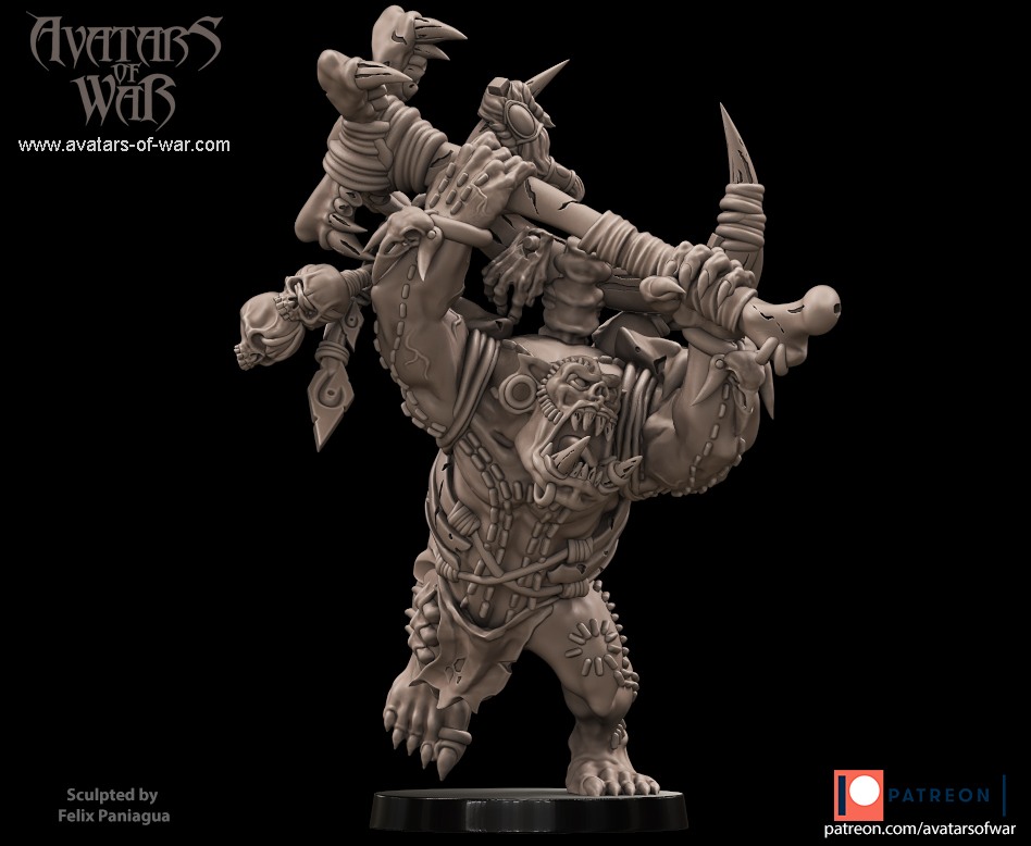 black orc warlord with great axe, orcs & goblins avatars of war (copy)