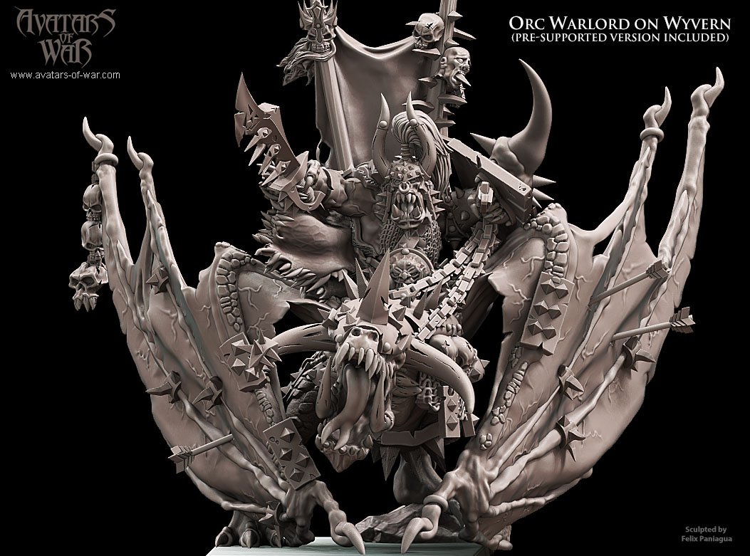 iron orc warlord on wyvern, orcs & goblins avatars of war (copy)