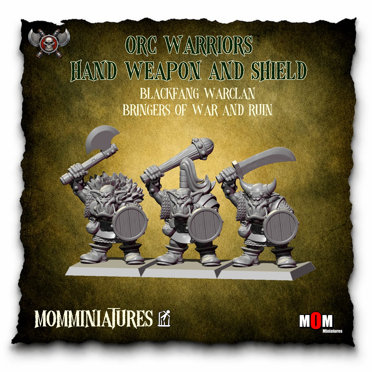 black orcs dual weapons, blackfang warclan mom miniatures (copy)