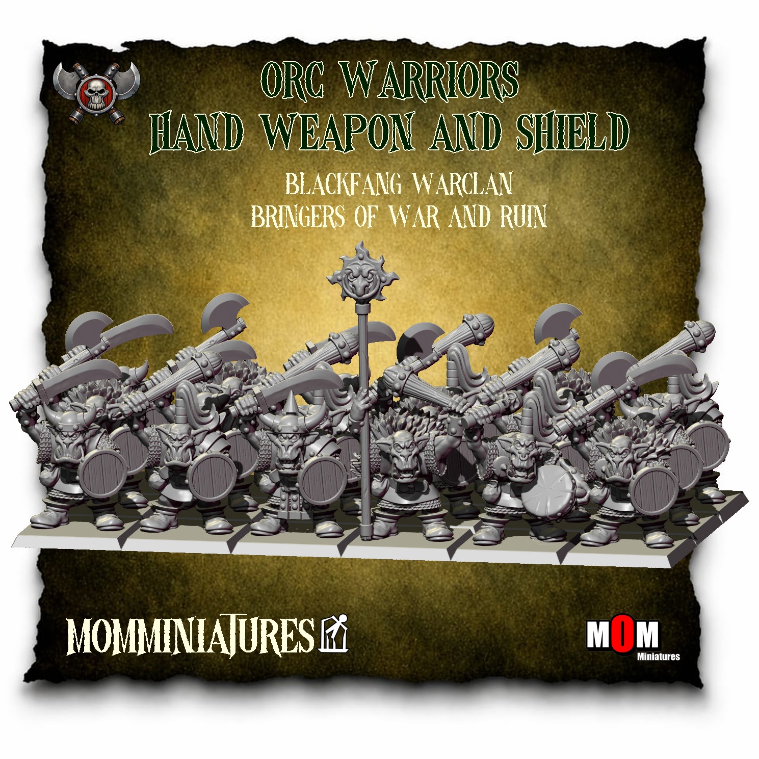 black orcs dual weapons, blackfang warclan mom miniatures (copy)