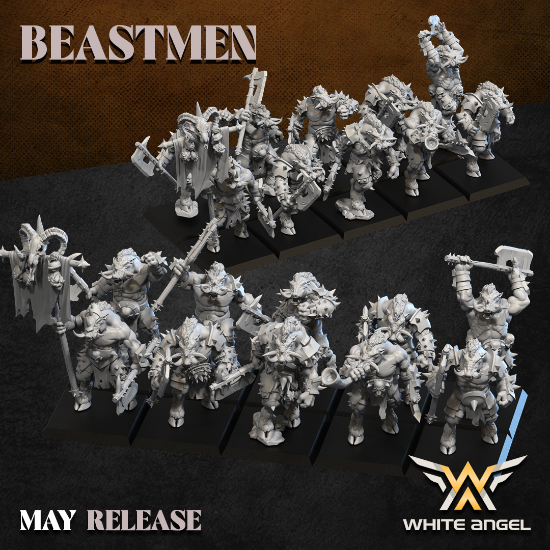 beast boar warrior, beastmen, white angel miniatures
