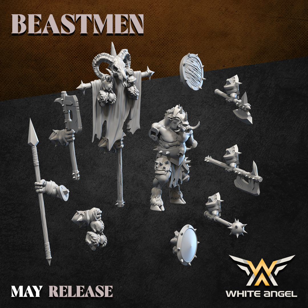 beast boar warrior, beastmen, white angel miniatures