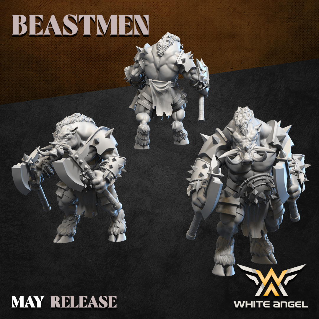 beast boar warrior, beastmen, white angel miniatures