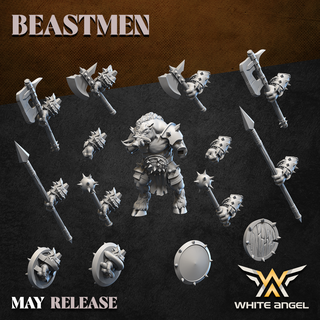 beast boar warrior, beastmen, white angel miniatures