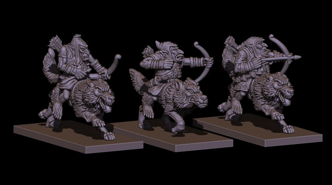 eastern goblin wolf rider archers, fabelzel miniatures