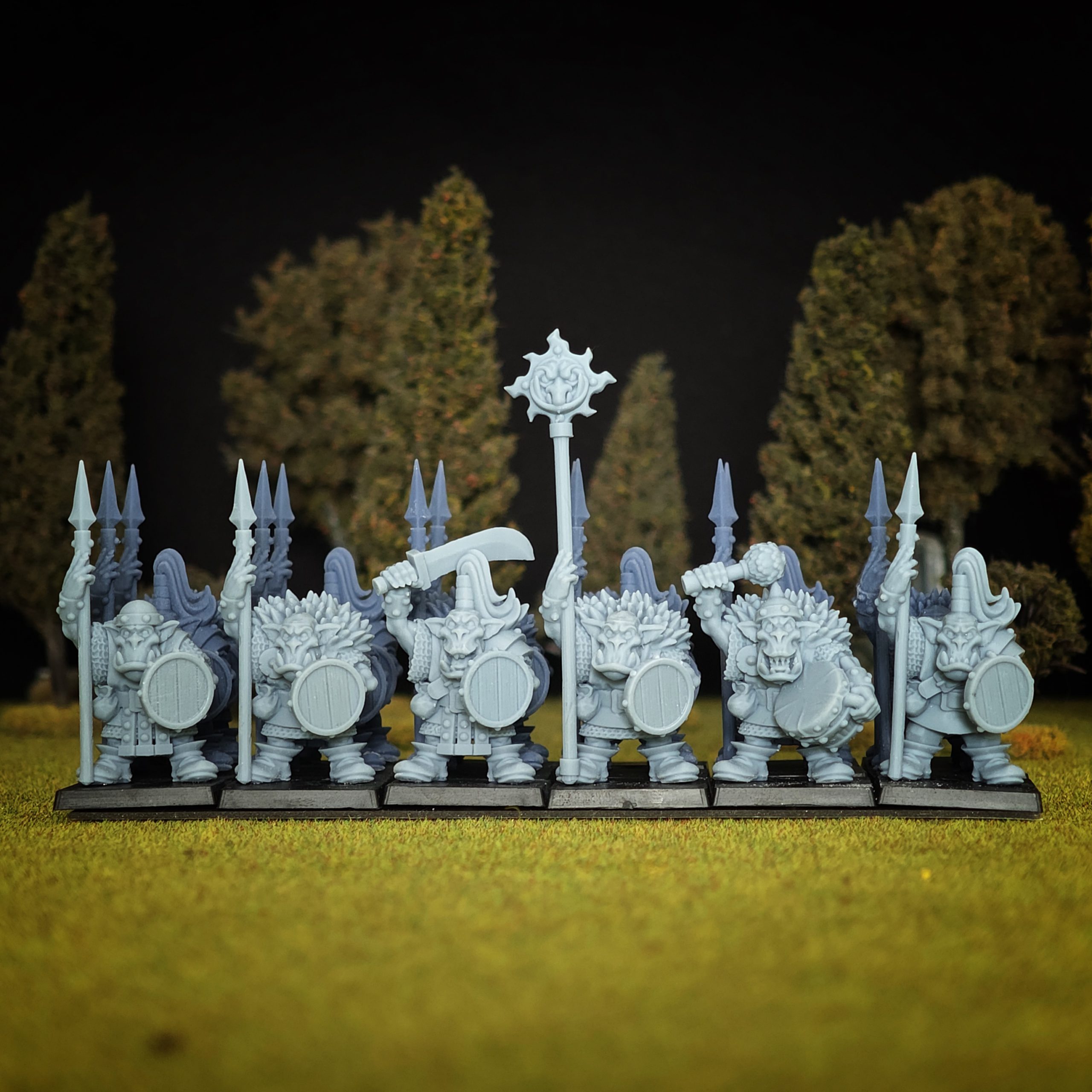 orc warriors hand weapon and shield, blackfang warclan mom miniatures (copy)
