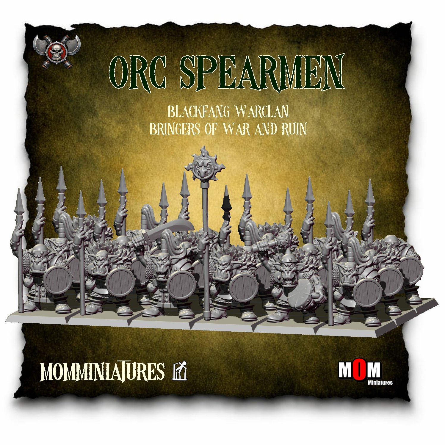 orc warriors hand weapon and shield, blackfang warclan mom miniatures (copy)