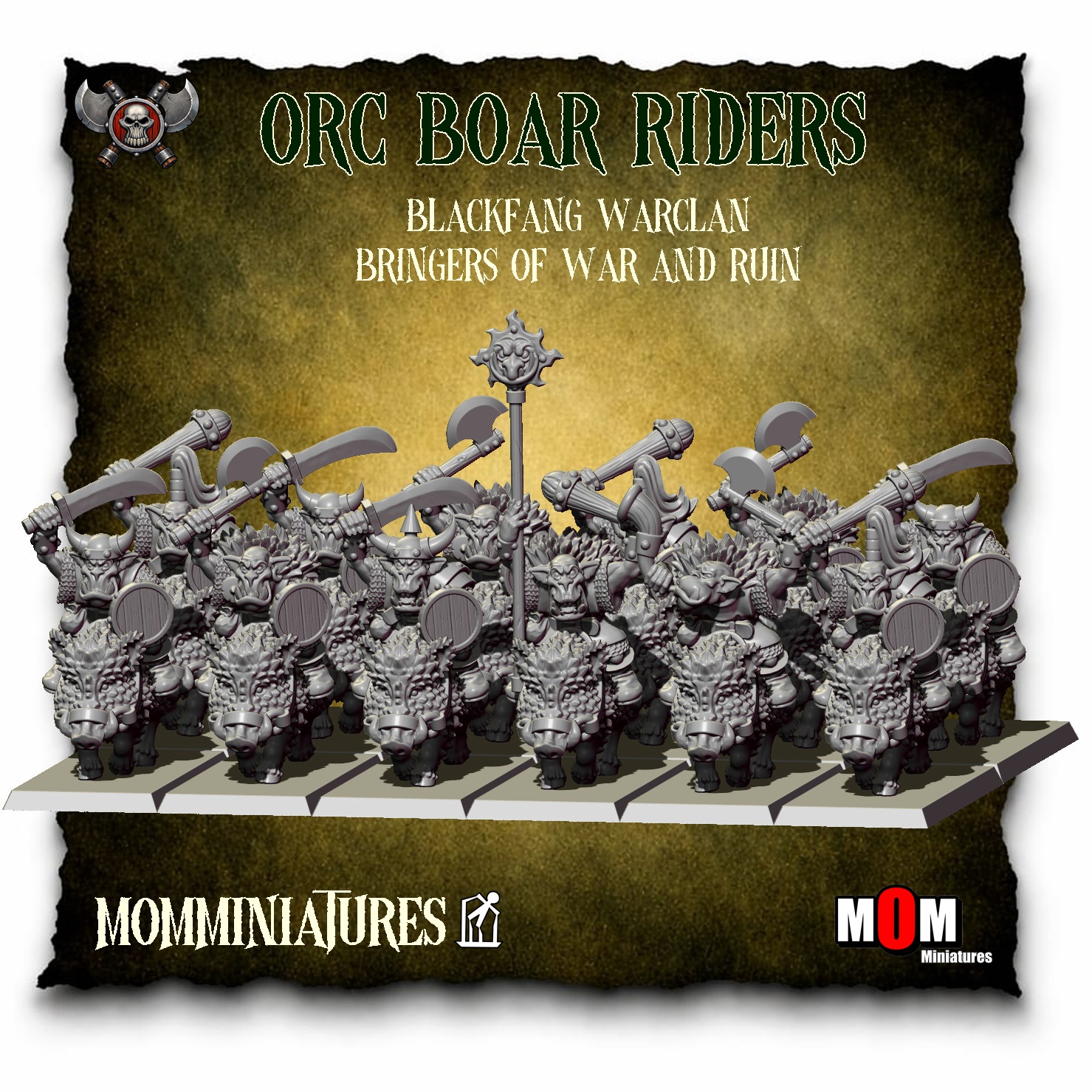 orc boar riders, blackfang warclan mom miniatures
