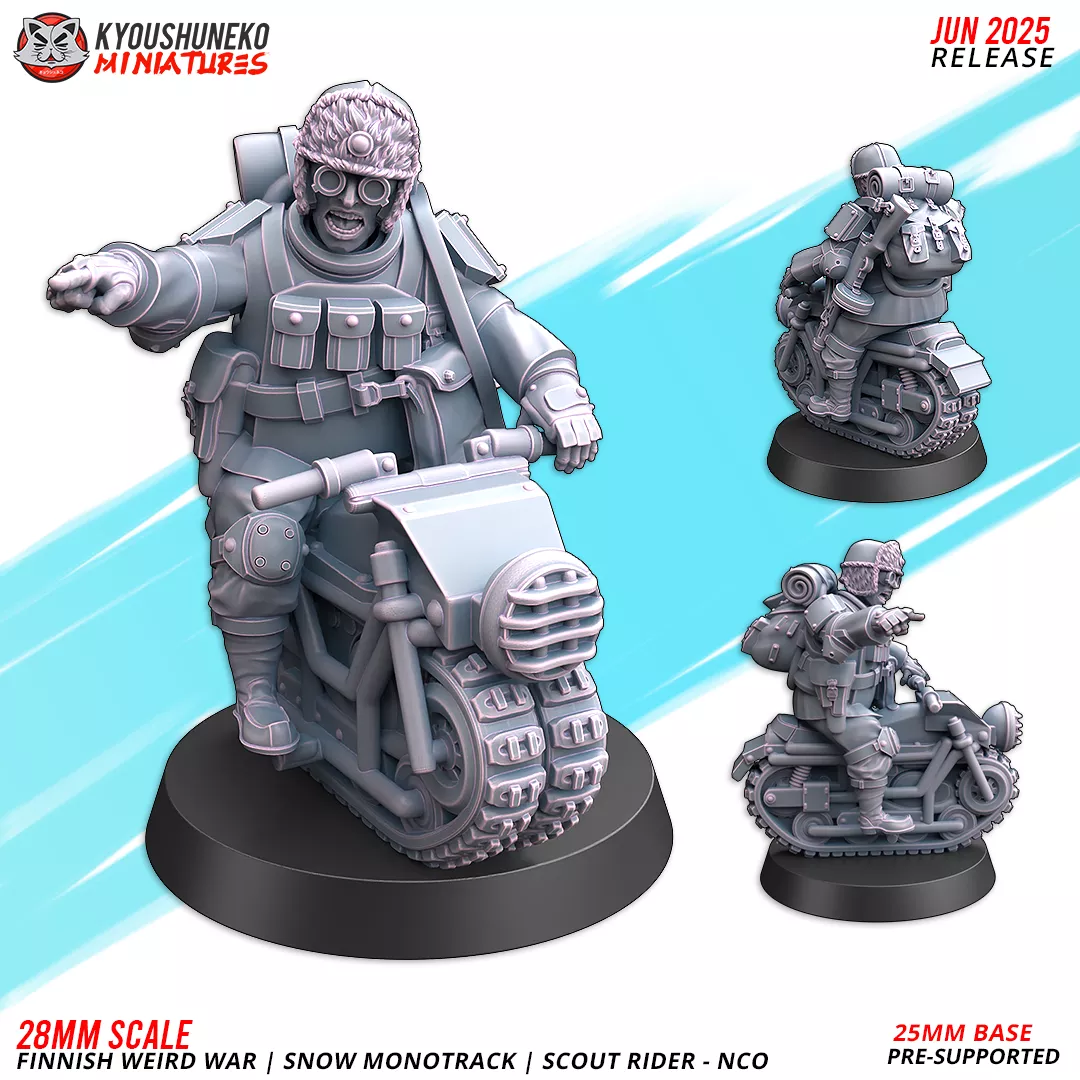 scout rider nco | snow monotrack | finnish weird war, kyoushuneko miniatures