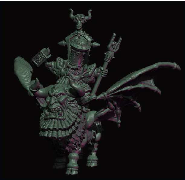 evil dwarf lord on bull, fabelzel miniatures (copy)