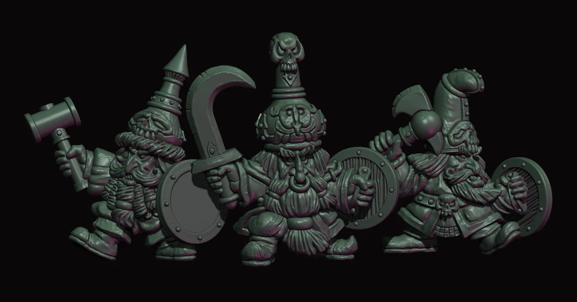 evil dwarf warrior (hand weapon and shield), fabelzel miniatures