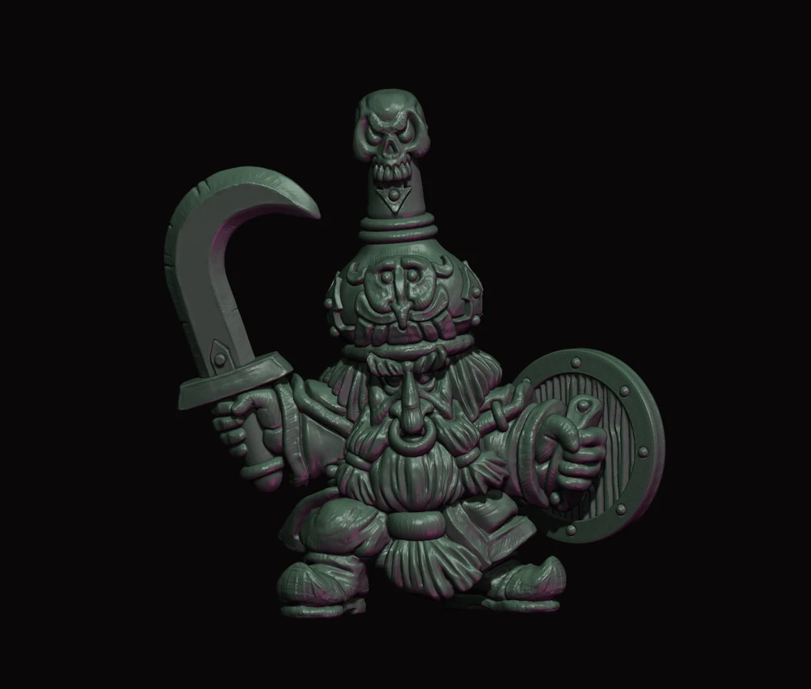 evil dwarf warrior (hand weapon and shield), fabelzel miniatures