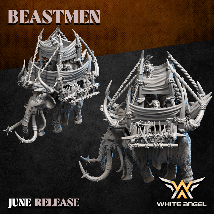 assault beast mammoth, beastmen, white angel miniatures