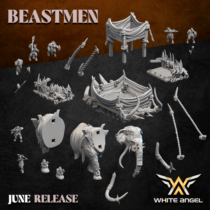 assault beast mammoth, beastmen, white angel miniatures