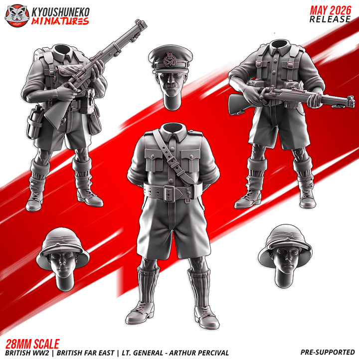 lt. general arthur percival and command | british ww2 | british far east, kyoushuneko miniatures