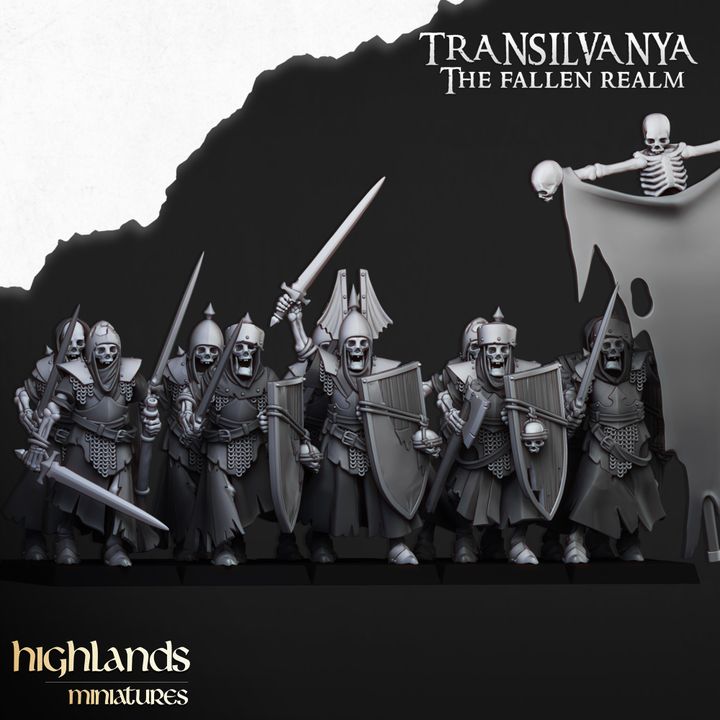 skeletal guard, transylvania the fallen realm highlands miniatures