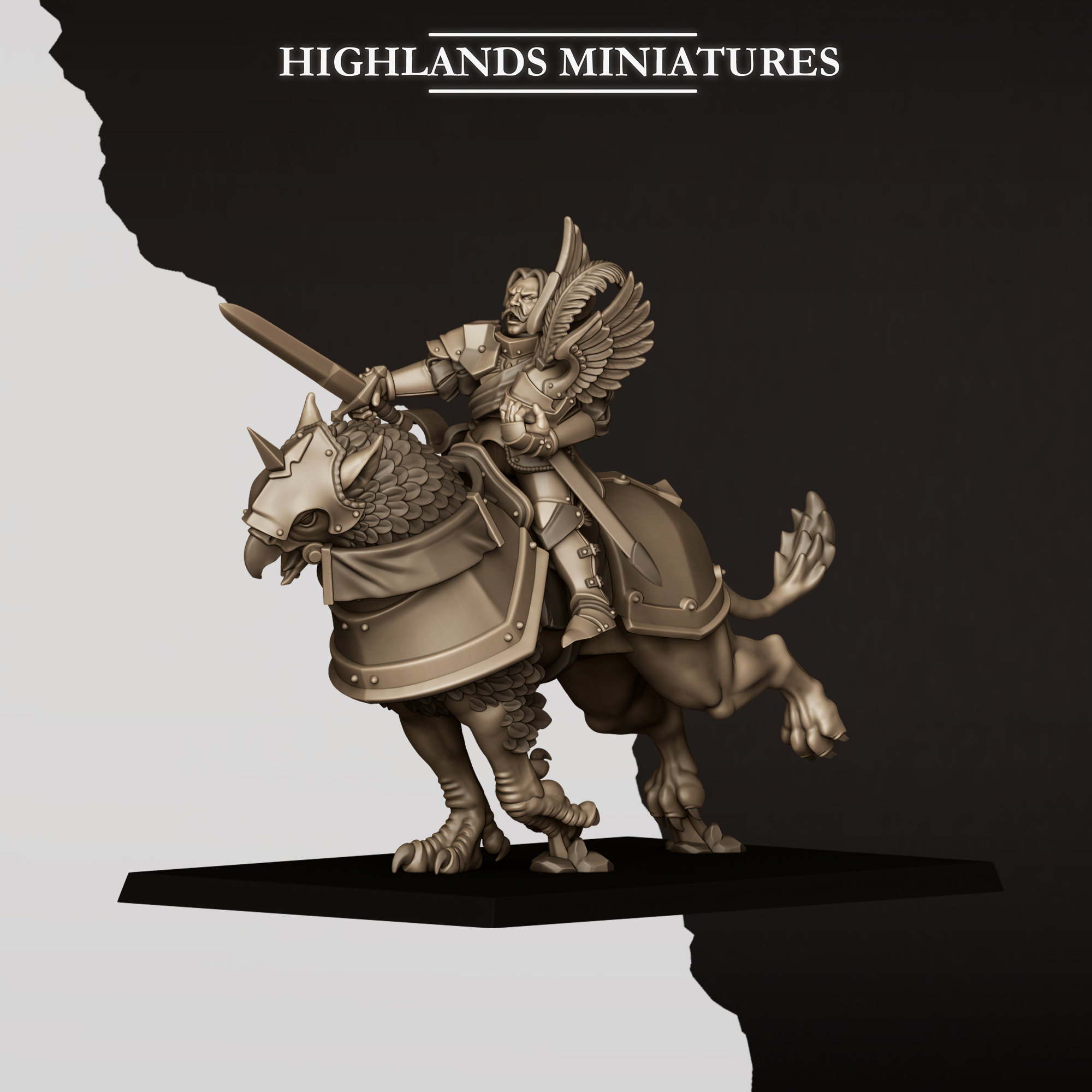 sunland wingless gryphons knights with poleaxes and lances, sunland highland miniatures