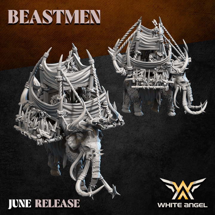 assault beast mammoth, beastmen, white angel miniatures