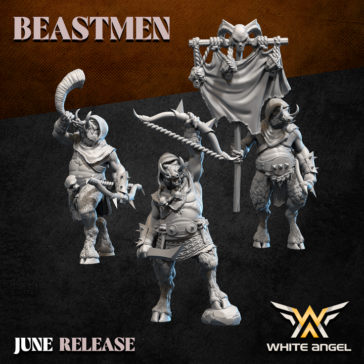 beast boar archer, beastmen, white angel miniatures