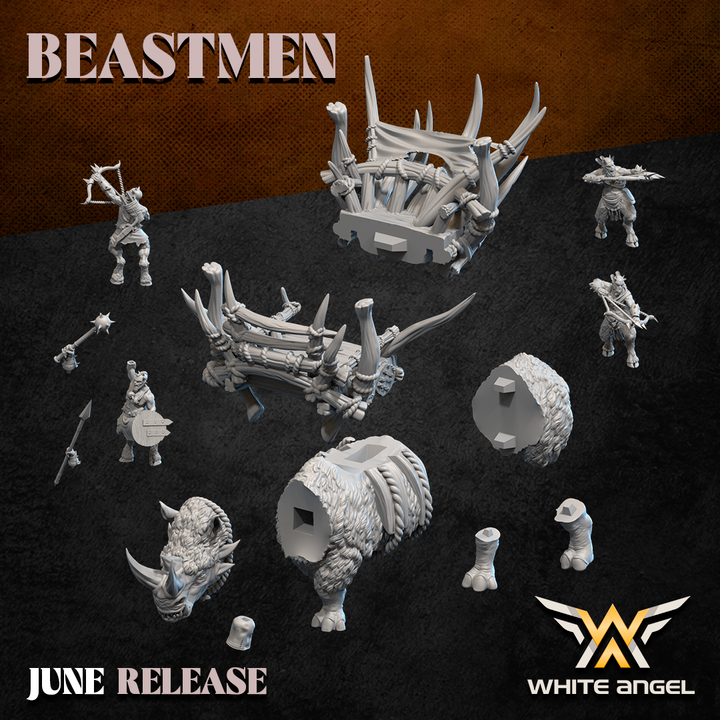 beast assault rhino, beastmen, white angel miniatures